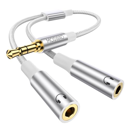 MOSWAG Audio Splitter Adapter, kopfhörer splitter 1 auf 2 klinke Stereo Audio Y Cable Earphone Jack Adapter kopfhörer splitter für Samsung PS4 Switch Tablets PC Laptop MP3 von MOSWAG