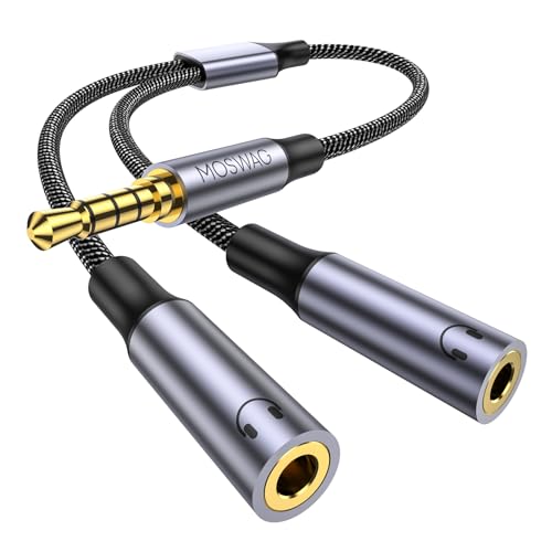 MOSWAG Audio Splitter Aux Kabel, Kopfhörer Mic Splitter Adapter, 3.5mm TRRS Männlich auf 2 x 3.5mm Weiblich Stecker Kopfhörer Mikrofon Audio Adapter für Gaming-Headset,PS4,Xbox One,Notebook von MOSWAG