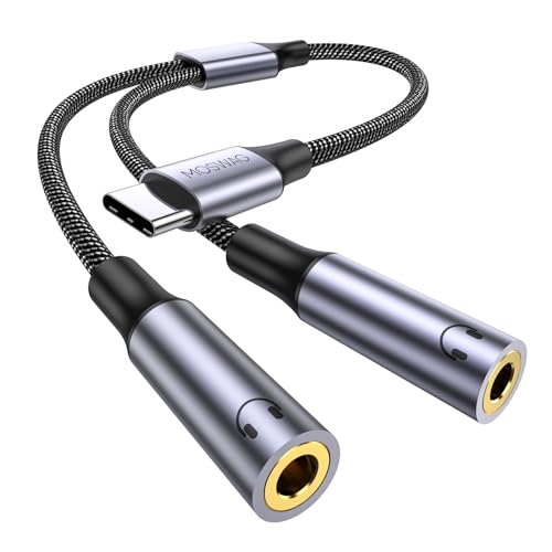 MOSWAG Audio Y Kabel Klinke 3.5 mm Splitter, USB C Klinke Splitter Kopfhörer Aux Adapter Audio Y Kabel kompatibel mit iPhone 15 Pro Max/15 Plus,Pixel 8 7 6 Pro 5,Galaxy S23 S22 S21 A33 A54 von MOSWAG