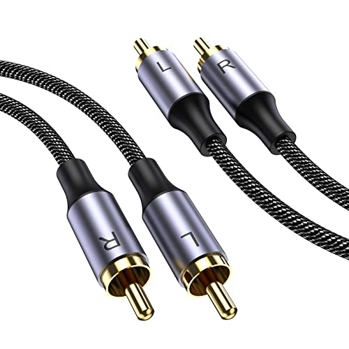 MOSWAG Audiokabel 2 RCA Stecker auf 2 RCA Stecker, 2 m RCA Stereokabel, RCA Kabel, Nylon geflochtenes Audiokabel für Heimkino, HDTV, Verstärke, Hi-Fi Systeme, Autoradio, Lautsprecher von MOSWAG