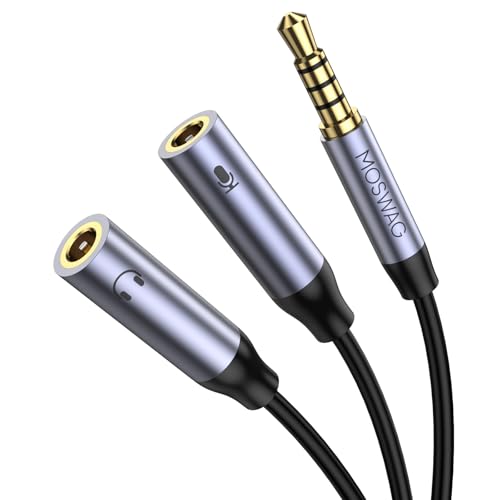 MOSWAG Kopfhörer Mic Splitter Adapter, 3.5mm Aux Audio Y Splitter Kabel, TRRS Headset Splitter Kabel mit Separater Audio Mikrofonbuchse für Laptop PS4 PC Tablet Gaming etc MOSWAG Kopfhörer Mic Splitter Adapter, 3.5mm Aux Audio Y Splitter Kabel, TRRS Headset Splitter Kabel mit Separater Audio Mikrofonbuchse für Laptop PS4 PC Tablet Gaming etc von MOSWAG