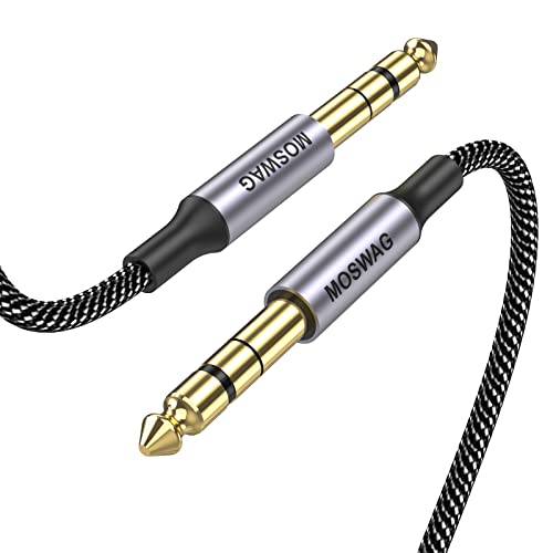 MOSWAG TRS Gitarrenkabel 3M, 6.35mm auf 6.35mm Klinke Audio Kabel Nylon Geflochten für E-Gitarre, Elektronisches Klavier, Bassverstärker, Bass, Tasteninstrumen etc von MOSWAG