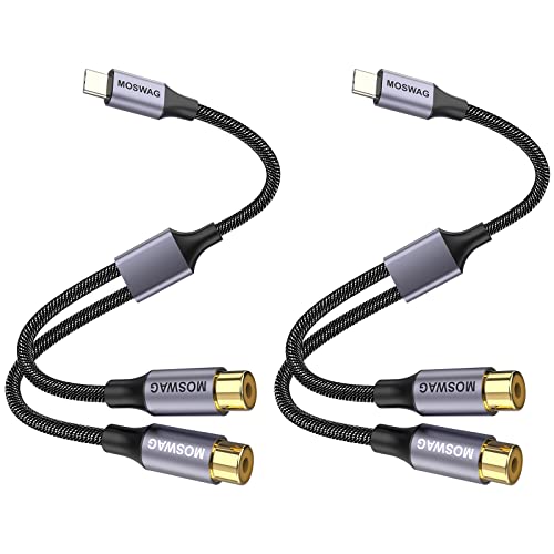 MOSWAG USB-C-Stecker auf Dual-Buchse RCA-Stereo-Audio-Y-Splitter-Adapterkabel ermöglicht Nna-Klangqualität bis zu Hi-Fi, breite natürliche Klangbühne und farblosen Klang von MOSWAG