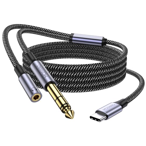 MOSWAG USB C auf 1/4 TRS Stecker Stereo Audio Kabel, 6.35mm USB C auf 1/4 DAC Zusatzadapterkabel mit Aufnahme Hören für Samsung Galaxy Note 10+/S20+, Kopfhörer, Heimkino von MOSWAG