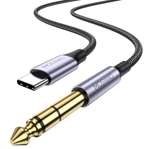 MOSWAG USB C auf 6,35 mm Stereo-Audiokabel 1/4 TRS 10M TRS, Stereo Aux TRS Typ C auf 6,35 mm Stereo-Klinkenkabel für Heimkino, Mischpult, Bassverstärker, Monitorkopfhörer von MOSWAG