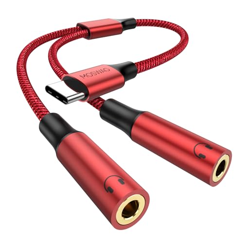 MOSWAG USB C auf Dual 3.5mm Kopfhörer Audio Jack Klinke Adapter, AUX Kopfhörer Splitter Adapter 1 auf 2 Klinke Stereo Audio Y Kabel Earphone Jack Adapter kopfhörer Splitter für Samsung Galaxy S23 S22 von MOSWAG