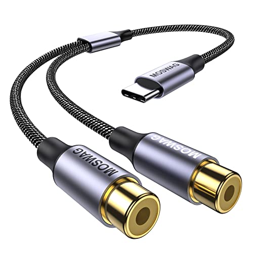 MOSWAG USB-C-auf-Dual-Cinch-Stereo-Aux-Kabel, kompatibel mit Computern, Laptops, Telefonen, Tablets, MP3s, Lautsprechern, Verstärkern, Autoradios und anderen Geräten von MOSWAG