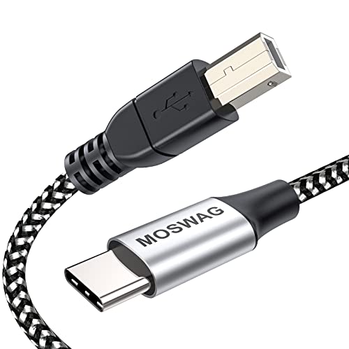 MOSWAG USB C auf B MIDI Kabel - Typ C Nylongeflochtener Druckerscanner Hochgeschwindigkeitskabel Mit Metallstecker - Kompatibel Mit AiO, HP, Canon, Samsung Druckern Und Mehr von MOSWAG