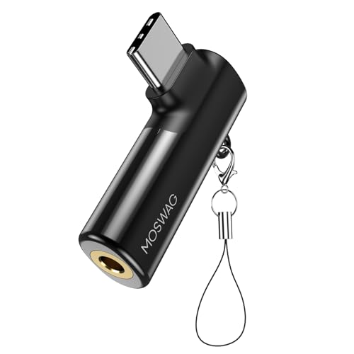 MOSWAG USB C zu 3,5-mm Kopfhörer Adapter,DAC Typ C Kopfhörer USBC auf Aux Adapter 90 Grad Winkel,kompatibel mit Samsung Galaxy S23 S22 S21 Ultra,Huawei P50/40/30,Mate 40/30/20 von MOSWAG