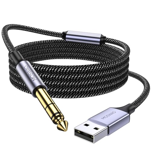 MOSWAG USB Gitarrenkabel, USB zu 6.35 Audio Kabel, 6.35mm TS Mono Klinkenstecker Professionelles Musikinstrumentenkabel mit Nylongeflecht Tonaufnahmen Kabel für Gitarre, Verstärker MOSWAG USB Gitarrenkabel, USB zu 6.35 Audio Kabel, 6.35mm TS Mono Klinkenstecker Professionelles Musikinstrumentenkabel mit Nylongeflecht Tonaufnahmen Kabel für Gitarre, Verstärker von MOSWAG