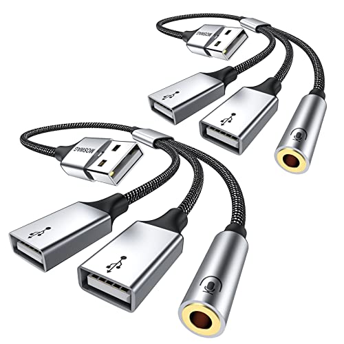 MOSWAG USB Splitter,USB bis 2 USB Anschlüsse und 3,5 mm Anschluss Linear USB Extender Adapter für Notebook Computer, Tablet -PC, Tastatur, Maus, Kopfhörer, Mikrofon, U Festplatte usw. von MOSWAG