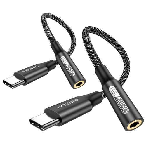 MOSWAG USB Typ C auf 3.5mm Kopfhörer Jack Adapter, Audio Adapter USB C auf Aux Dongle Kabel Kabel für Samsung Galaxy S21 S20 Ultra S20+ Note 20 10 S10 S9 Plus,Pixel 8/7/6/4XL, iPhone 15/15 Pro Max von MOSWAG