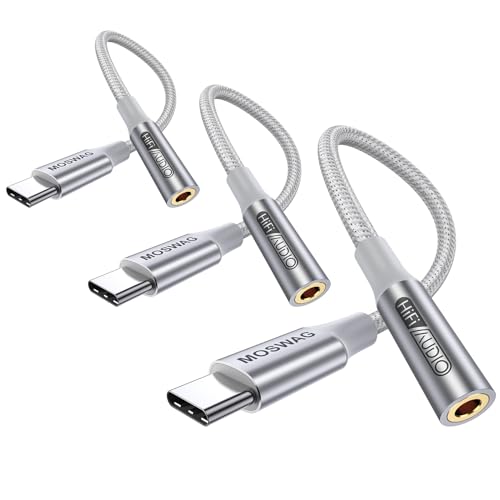 MOSWAG USB Typ C auf 3.5mm Kopfhörer Jack Adapter, Audio USB C auf Aux Dongle Kabel für Samsung Galaxy S23 S22 S21 S20 Ultra S20+ Note 20 10 S10 S9 Plus, Pixel 4 3 2 XL, ipad Pro und mehr von MOSWAG