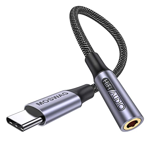 MOSWAG USB Typ C auf 3.5mm Kopfhörer Jack Adapter, Audio USB C auf Aux Dongle Kabel für Samsung Galaxy S23 S22 S21 S20 Ultra S20+ Note 20 10 S10 S9 Plus, Pixel 4 3 2 XL, ipad Pro und mehr von MOSWAG