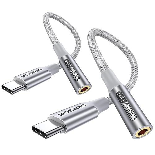 MOSWAG USB Typ C auf 3.5mm Kopfhörer Jack Adapter, Audio USB C auf Aux Dongle Kabel für Samsung Galaxy S23 S22 S21 S20 Ultra S20+ Note 20 10 S10 S9 Plus, Pixel 4 3 2 XL, ipad Pro und mehr von MOSWAG