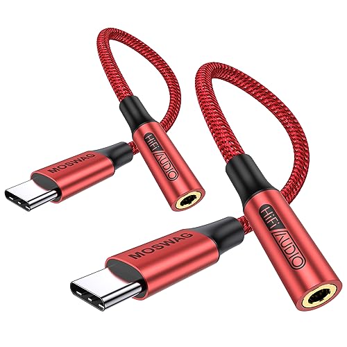 MOSWAG USB Typ C auf 3.5mm Kopfhörer Jack Adapter, Audio USB C auf Aux Dongle Kabel für Samsung Galaxy S23 S22 S21 S20 Ultra S20+ Note 20 10 S10 S9 Plus, Pixel 4 3 2 XL, ipad Pro und mehr von MOSWAG