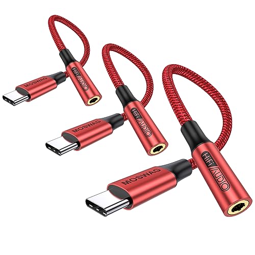 MOSWAG USB Typ C auf 3.5mm Kopfhörer Jack Adapter, Audio USB C auf Aux Dongle Kabel für Samsung Galaxy S23 S22 S21 S20 Ultra S20+ Note 20 10 S10 S9 Plus, Pixel 4 3 2 XL, ipad Pro und mehr von MOSWAG