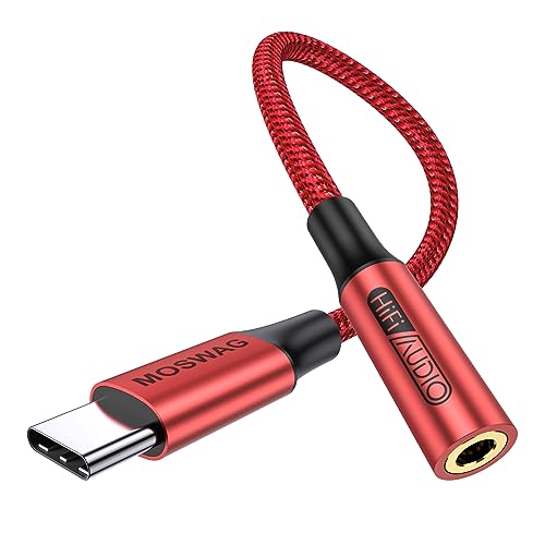 MOSWAG USB Typ C auf 3.5mm Kopfhörer Jack Adapter, Audio USB C auf Aux Dongle Kabel für Samsung Galaxy S23 S22 S21 S20 Ultra S20+ Note 20 10 S10 S9 Plus, Pixel 4 3 2 XL, ipad Pro und mehr von MOSWAG