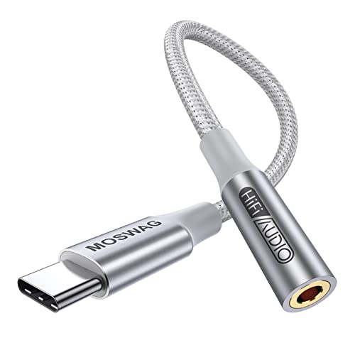 MOSWAG USB Typ C auf 3.5mm Kopfhörer Jack Adapter, Audio USB C auf Aux Dongle Kabel für Samsung Galaxy S23 S22 S21 S20 Ultra S20+ Note 20 10 S10 S9 Plus, Pixel 4 3 2 XL, ipad Pro und mehr von MOSWAG