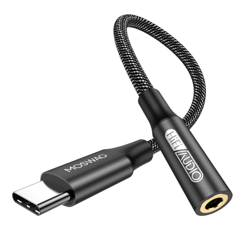 MOSWAG USB Typ C auf 3.5mm Kopfhörer Jack Adapter, Audio USB C auf Aux Dongle Kabel für Samsung Galaxy S23 S22 S21 S20 Ultra S20+A54 /A34/ A53/ A33/Pixel 8/7a/ 7/6 Pro/iPhone 15/15 Pro Max /15 Plus von MOSWAG