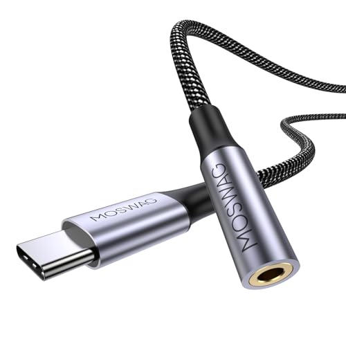 MOSWAG USB Typ C auf 3.5mm Kopfhörer Jack Adapter, Audio USB C auf Aux Dongle Kabel für Samsung Galaxy S23 S22 S21 S20 Ultra S20+A54 /A34/ A53/ A33/Pixel 8/7a/ 7/6 Pro/iPhone 15/15 Pro Max /15 Plus von MOSWAG