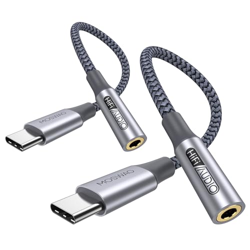 MOSWAG USB Typ C auf 3.5mm Kopfhörer Jack Adapter, Audio USB C auf Aux Dongle Kabel für Samsung Galaxy S23 S22 S21 S20 Ultra S20+A54 /A34/ A53/ A33/Pixel 8/7a/ 7/6 Pro/iPhone 15/15 Pro Max /15 Plus von MOSWAG