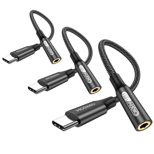 MOSWAG USB Typ C auf 3.5mm Kopfhörer Jack Adapter, Audio USB C auf Aux Dongle Kabel für Samsung Galaxy S23 S22 S21 Ultra S20+ A54 A34 A53 A33, Pixel 8 7 6 5 4, iPhone 15/15 Pro Max/Ipad Pro und mehr von MOSWAG