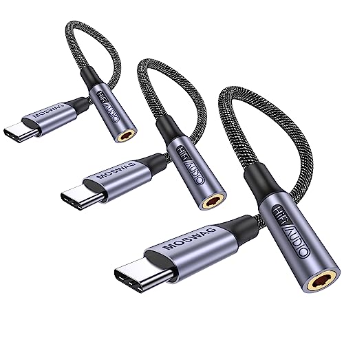 MOSWAG USB Typ C auf 3.5mm Kopfhörer Jack Adapter, Audio USB C auf Aux Dongle Kabel für Samsung Galaxy S23 S22 S21 Ultra S20+ Note 20 10 S10 S9 Plus, Pixel 6 5 4, ipad Pro und mehr von MOSWAG