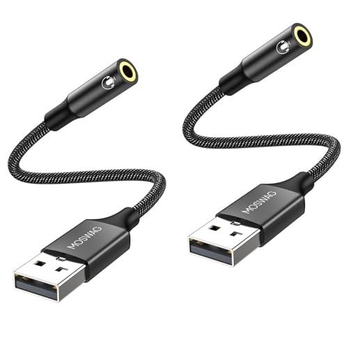 MOSWAG USB zu Audio Jack Adapter (2 Stück), 3,5 mm Aux Stereo Converter Externer Soundkartenadapter Kompatibel mit Kopfhörer, PC, Laptop, Linux, Desktop, PS4 und Anderen Geräte von MOSWAG