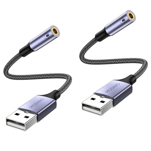 MOSWAG USB zu Audio Jack Adapter (2 Stück), 3,5 mm Aux Stereo Converter Externer Soundkartenadapter Kompatibel mit Kopfhörer, PC, Laptop, Linux, Desktop, PS4 und Anderen Geräte von MOSWAG