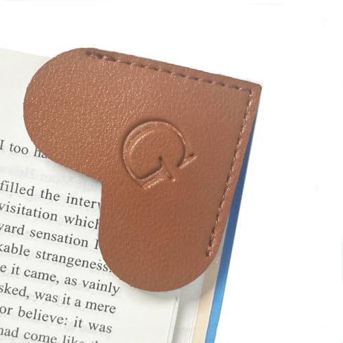 MOTEERLLU Personalisiertes Leder-Lesezeichen in Herzform mit Initialen, niedliches Eck-Lesezeichen zum Lesen von Frauen, Männern, Kindern, Lehrern, Buchliebhabern, Geschenken (Braun G) von MOTEERLLU