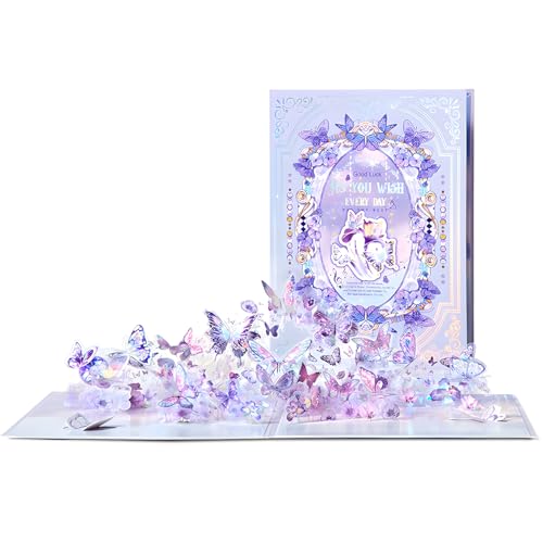 MOTIBACK 3D Pop Up Schmetterlingskarte, Handgemachte Grußkarte für Frauen, Mutter, Oma, Freundin, Ideal für Geburtstag, Jahrestag, Genesung und Dank Eleganter Entwurf (20cm x 15cm) von MOTIBACK
