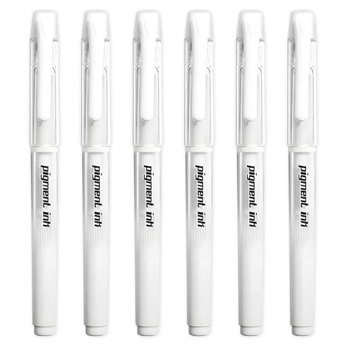 MOTIBACK 6 Weiße Gelstifte – Deckender Weißer Gelstift für Schwarzes Papier, Weiße Fineliner mit Präzisionsspitze von MOTIBACK
