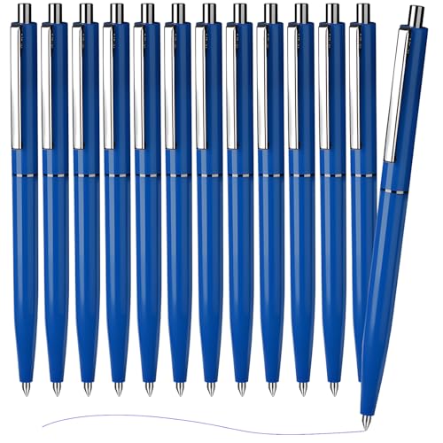 MOTIBACK Kugelschreiber Set 12 Stück Metall Kugelschreiber Hochwertig mit Stahlclip - 1.0mm Schwarze Tinte für Büro Schule Geschenk (Blau) von MOTIBACK