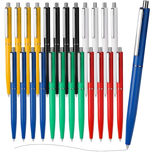MOTIBACK Kugelschreiber Set 12 Stück Metall Kugelschreiber Hochwertig mit Stahlclip - 1.0mm Schwarze Tinte für Büro Schule Geschenk (Mehrfarbig) von MOTIBACK