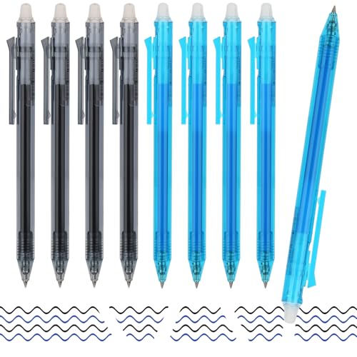 MOTIBACK Radierbare Gelstifte 8 Stück mit Radiergummi, 0.5mm Löschbare Stifte Set für Schule & Büro (4 Blau + 4 Schwarz) von MOTIBACK