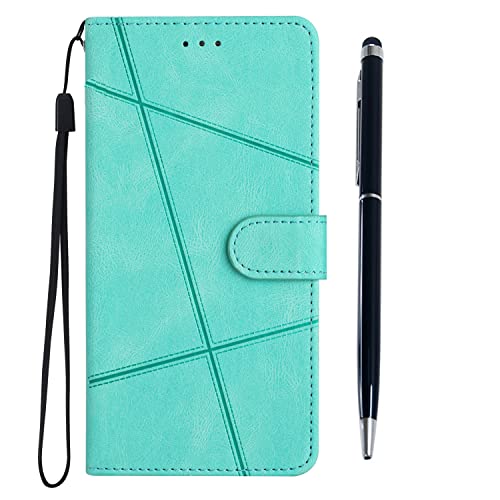 Flip Premium Wallet Handyhülle Stoßfest PU Leder Magnet Cover Entwickelt für Redmi Note 9 Pro mit Ständer Kartenhalter & 1 Touch Pen - Grün von MOTIKO