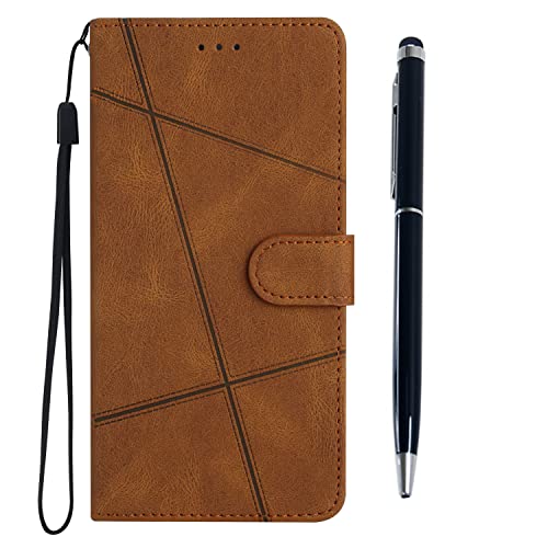 Flip Premium Wallet Handyhülle Stoßfest PU Leder Magnet Cover Entwickelt für iPhone 6|7|8|SE 2022|SE 2020 mit Ständer Kartenhalter & 1 Touch Pen - Braun von MOTIKO