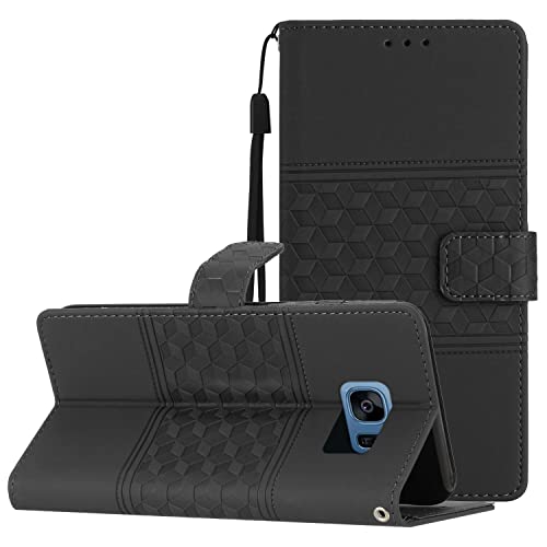 MOTIKO Fit für Samsung Galaxy S7 Hülle | Magnetische Leder Brieftasche Kartenfächer | Flip Silikon TPU Schutzhülle mit Ständer Stoßfeste Hülle | Schwarz von MOTIKO