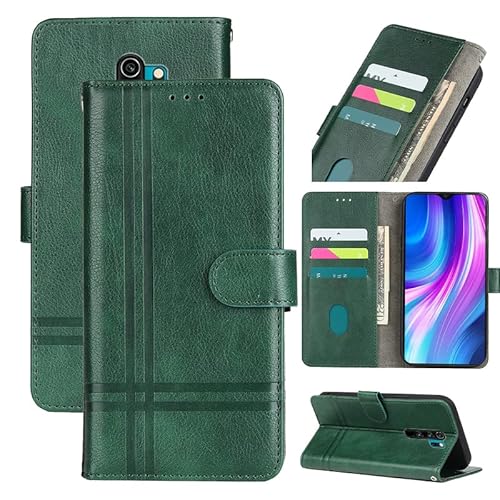 MOTIKO Für Redmi Note 8 Pro Hülle | Vintage PU Leder Wallet Case | Flip Phone Cover mit Kartenhalter TPU Innenständer Case | Grün von MOTIKO