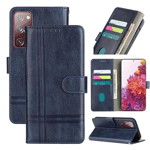 MOTIKO Für Samsung Galaxy S20 FE | S20 Lite Hülle | Vintage PU Leder Wallet Case | Flip Phone Cover mit Kartenhalter TPU Innenständer Case | Blau von MOTIKO