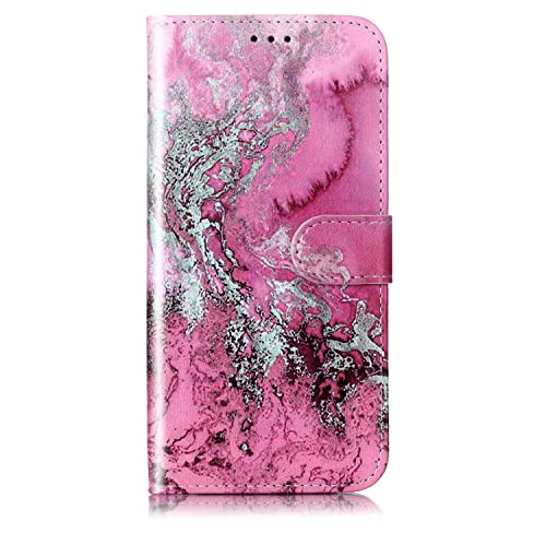 MOTIKO Handyhülle Fit für Samsung Galaxy A34 5G Marmor Hülle, Stoßfeste Leder TPU Innen Wallet Cases mit Kartenhalter Standfunktion Schutzhülle - Rosa von MOTIKO