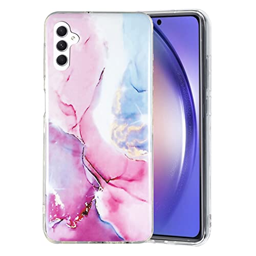 MOTIKO Marmor Hülle Kompatibel mit Samsung Galaxy A54 5G Glitzer Marmor Handyhülle IMD Anti-Gelb Ganzkörper Schutzhülle TPU Cover Entwickelt für Galaxy A54 6,4 Zoll - Rosa Blau von MOTIKO