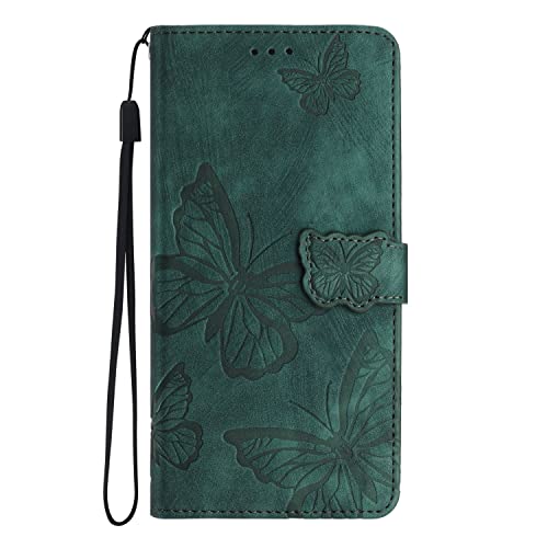 MOTIKO Schmetterling Wallet Case für Huawei P20 Pro | Hautgefühl PU Leder Magnetische Klapphülle | Eingebauter Ständer Kartenhalter Handyhülle | Grün von MOTIKO