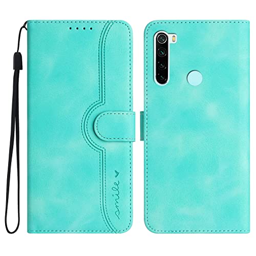MOTIKO Wallet Case Fit for Redmi Note 8T Leather Case | Magnetic Flip Case with Card Slots Kickstand Shockproof Protective Wrist Strap Cover | Hellblau von MOTIKO