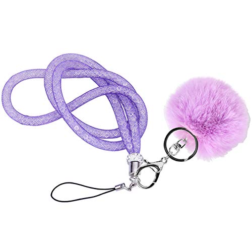 Schlüsselband mit Pompon und Fischnetzschlauch gefüllt mit funkelnden Strasssteinen, Bling Handgelenkschlaufe für Handy, Kamera, ID Badge und USB-Schlüssel, kurzviolett Schlüsselband mit Pompon und Fischnetzschlauch gefüllt mit funkelnden Strasssteinen, Bling Handgelenkschlaufe für Handy, Kamera, ID Badge und USB-Schlüssel, kurzviolett von MOTIVE LIFE