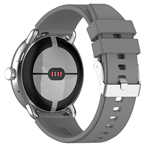 MOTONG Kompatibel mit Google Pixel Watch Ersatzband – 20 mm Silikon-Ersatzarmband, kompatibel mit Google Pixel Watch (Silikon Grau) von MOTONG