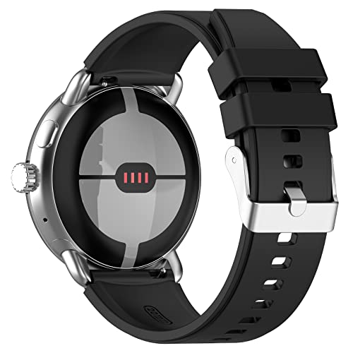 MOTONG Kompatibel mit Google Pixel Watch Ersatzband – 20 mm Silikon-Ersatzarmband, kompatibel mit Google Pixel Watch (Silikon schwarz) von MOTONG