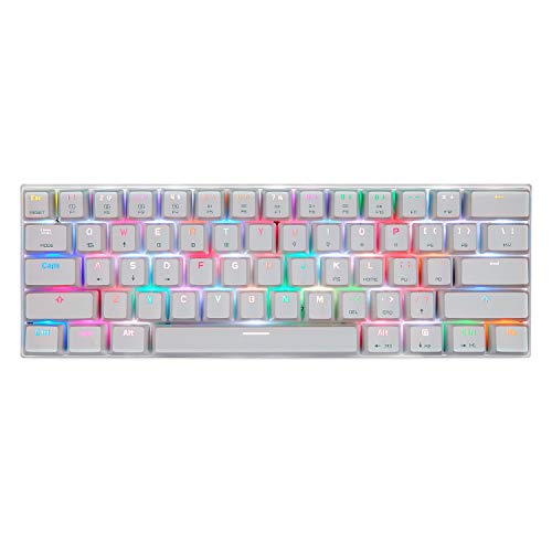 MOTOSPEED Bluetooth/kabelgebundene 60% mechanische Tastatur – 61 Tasten, Mehrfarbig, RGB-LED-Hintergrundbeleuchtung, Type-C Gaming/Office-Tastatur für PC/Mac-Gamer (roter Schalter, weiß) von MOTOSPEED