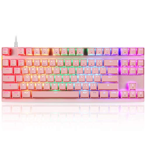 MOTOSPEED Professionelle Mechanische Gaming-Tastatur RGB Regenbogen Hinterbeleuchtung 87 Tasten Leuchtender Computer USB-Gaming-Tastatur für Mac PC und Laptop von MOTOSPEED